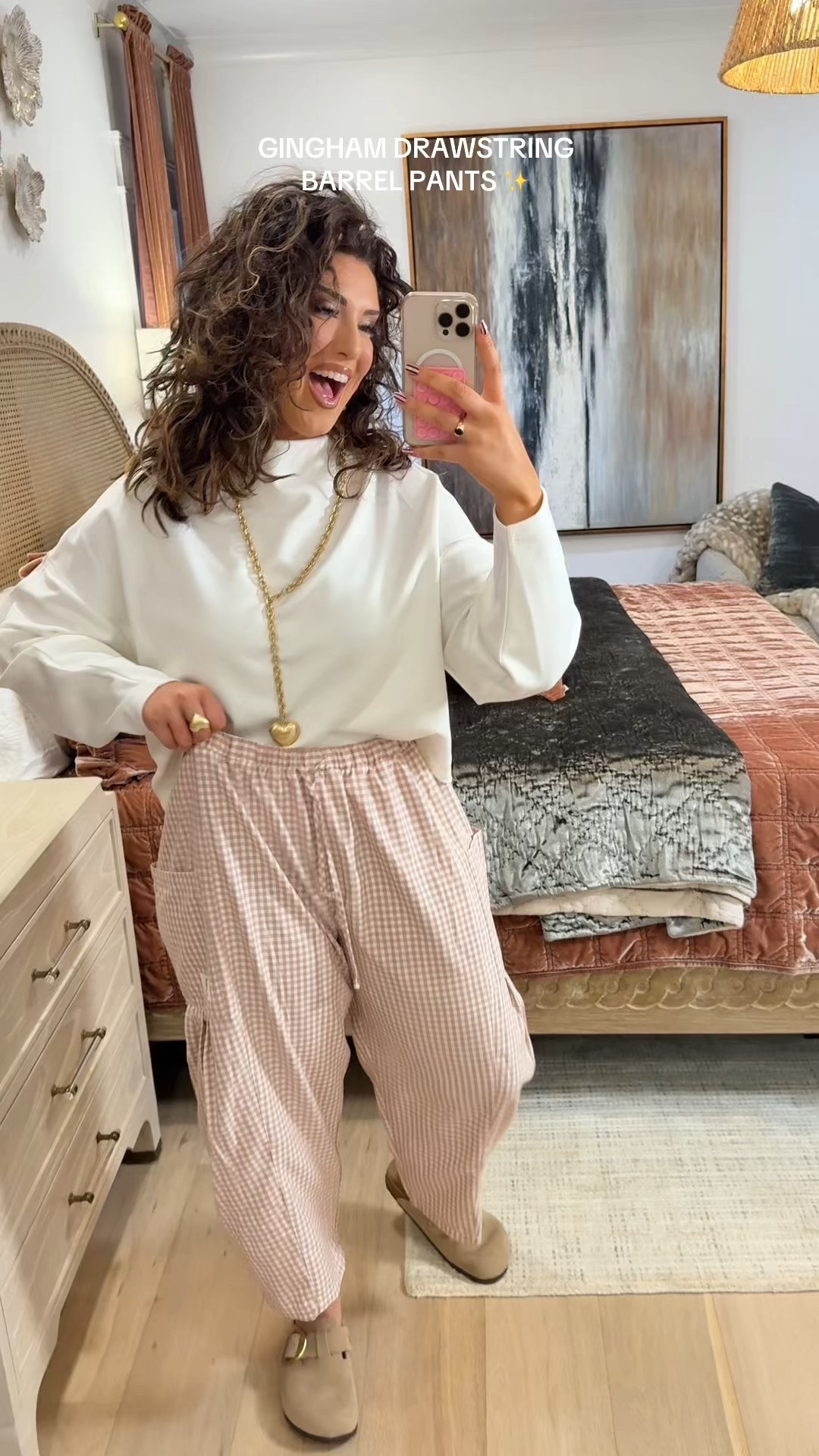 Gingham drawstring pants perfect for spring/summer!

#LTKmomlife #LTKootd #LTKMidsize