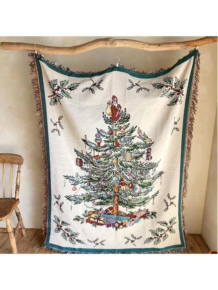 Peel Forest Mini Santa And Tree Christmas Vintage Blanket Vintage Blanket Gift | SHEIN