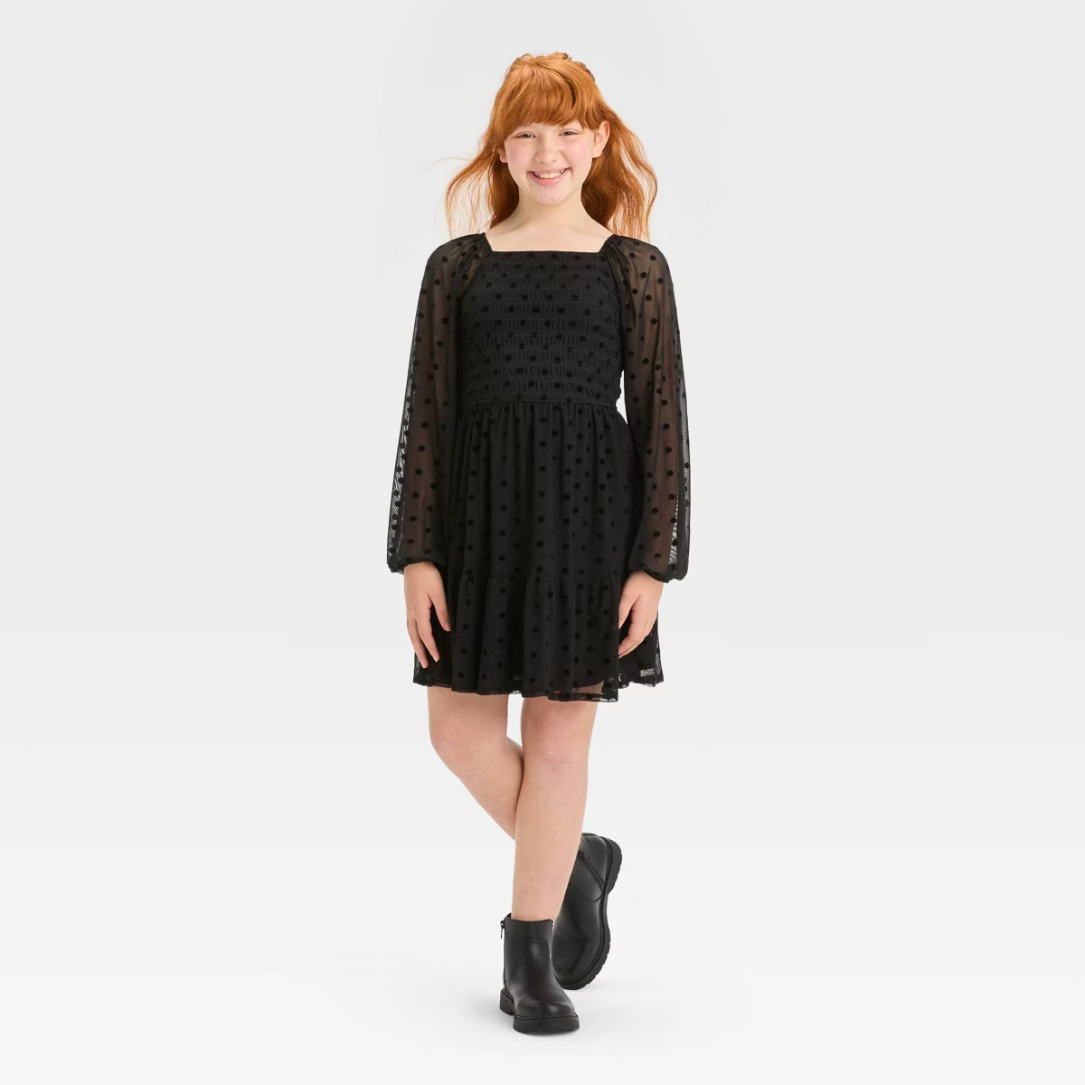 Girls' Long Sleeve Smocked Bodice Dress - art class™ | Target