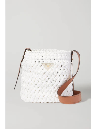 Mittelgroße Tote aus Raffiabast mit Lederbesatz | NET-A-PORTER (UK & EU)