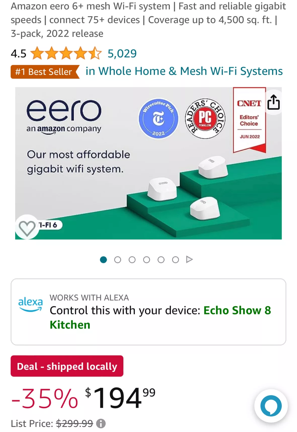 The Eero 6+ mesh Wi-Fi system is on sale today