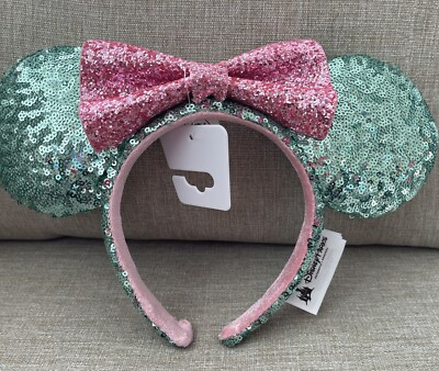 Disney Parks Sugar Rush Mint Green Pink Glitter Minnie Sequin Ears Headband  | eBay | eBay US