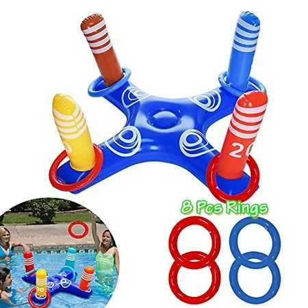 Cshid Inflatable Pool Ring Toss Game Toys with 8Pcs Rings Multiplayer Water Pool Game for Kid Adult  | Walmart (US)