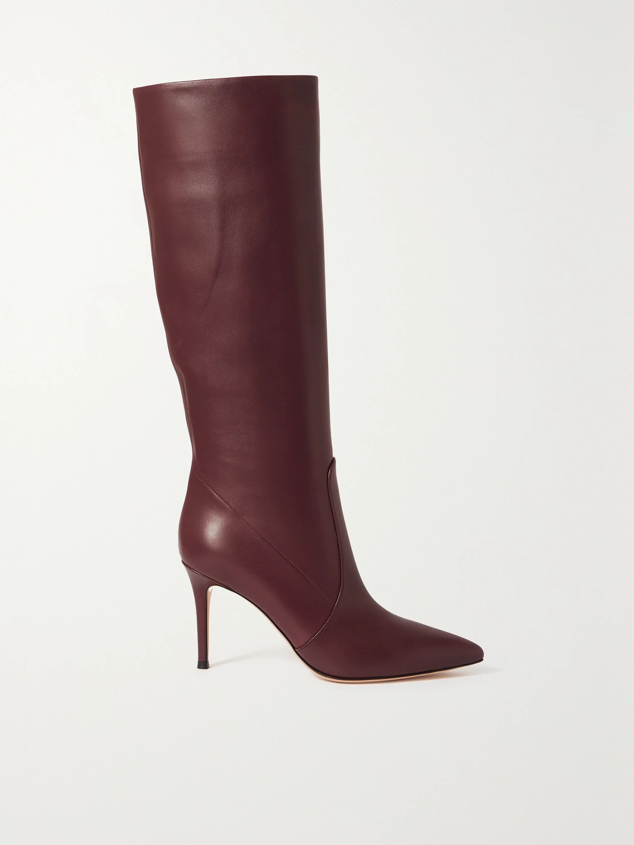 Gianvito Rossi - Hansen 85 Leather Knee Boots - Burgundy | NET-A-PORTER (US)