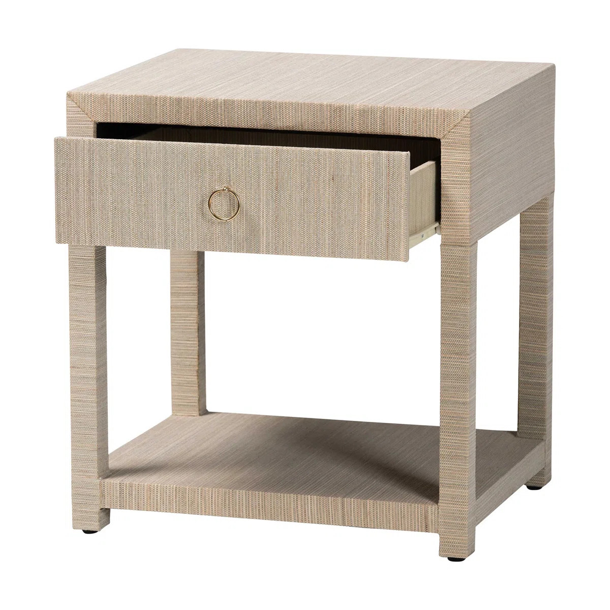Bali & Pari Nata Bohemian Woven Natural Grasscloth 1-Drawer Nightstand | Wayfair North America