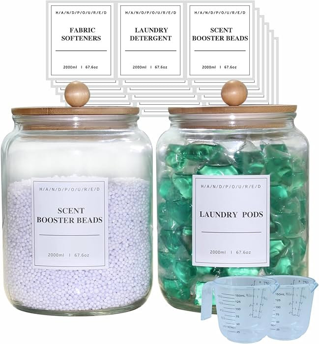 2 Pack Half Gallon Glass Jars For Laundry Room Organization And Storage, Glass Containers With Ba... | Amazon (US)