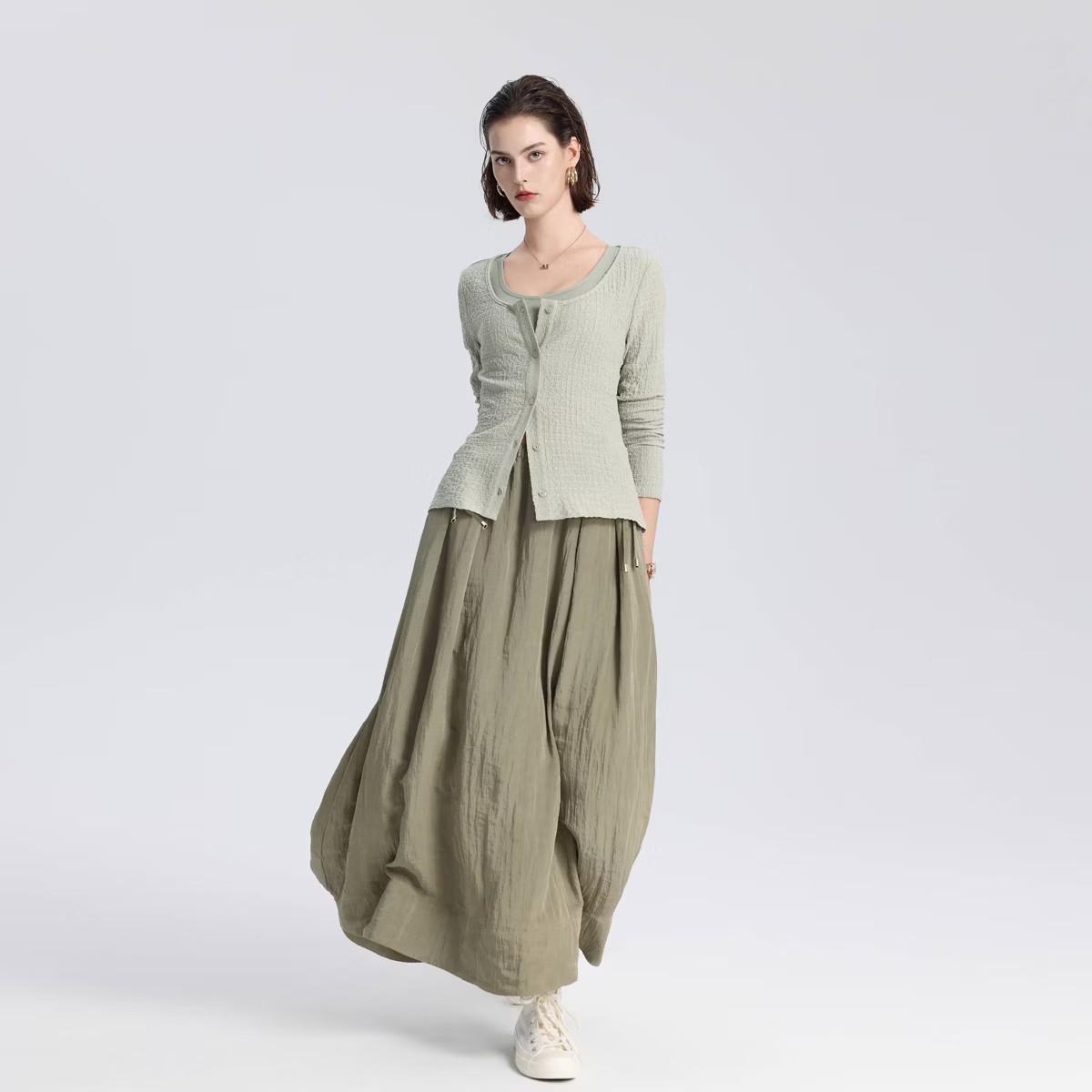 Women's High-Rise Woven Drawstring Ankle Skirt - A New Day™ Olive Green | Target