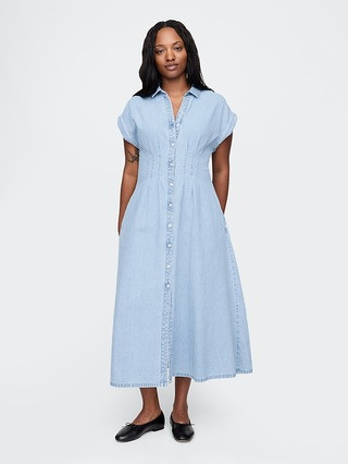 Denim Pleated Maxi Shirtdress | Gap (US)