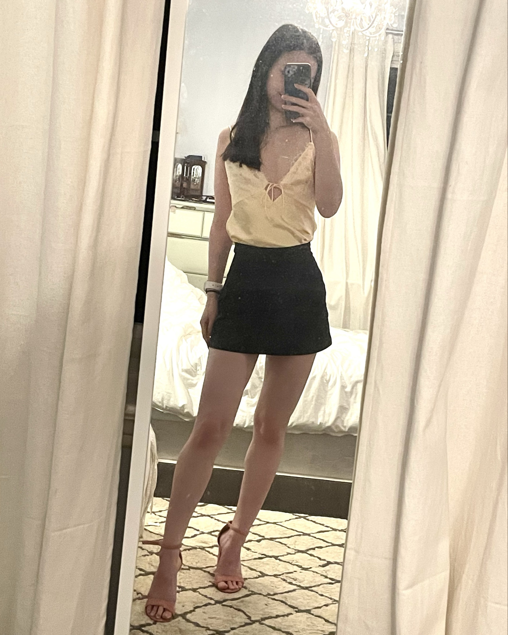 Cute going out outfit

Abercrombie Lace and Satin V neck tank in sunny yellow size XXS
Lululemon Align Skirt in black size 2
Fashion Nova Go With Everything heels in pink size 7.5

#LTKpartywear #LTKsummer #LTKspring