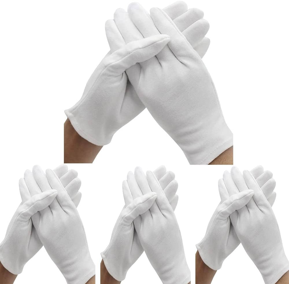 24 Pcs (12 Pair) White Cotton Gloves for Dry Skin Moisturizing, Cosmetic Eczema Hand Spa, Coin Je... | Amazon (CA)