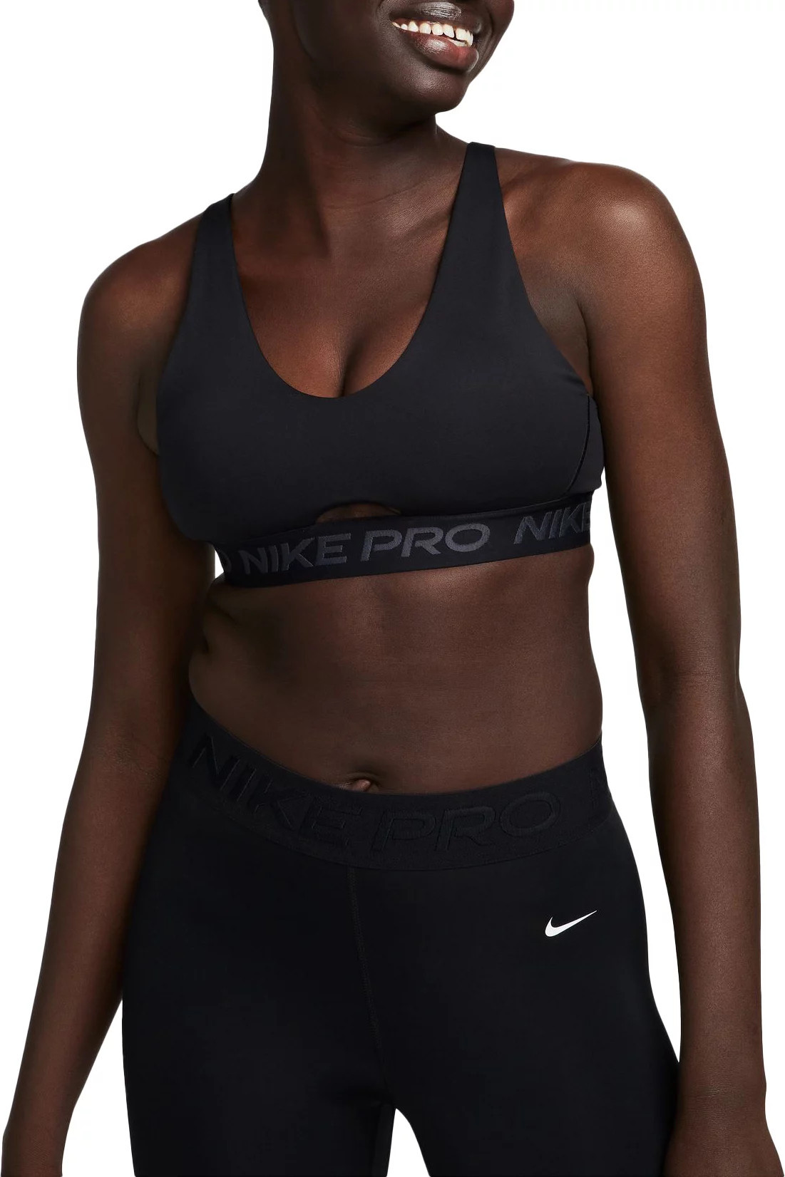 Nike Women's Pro Indy Plunge Medium-Support Padded Sports Bra, Large, Black | DICK'S Sporting Goods