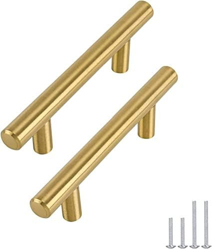 Haliwu 5 Pack/Gold Cabinet Pulls, Brushed Brass Cabinet Pulls Cabinet Handles Gold Dresser Drawer... | Amazon (US)