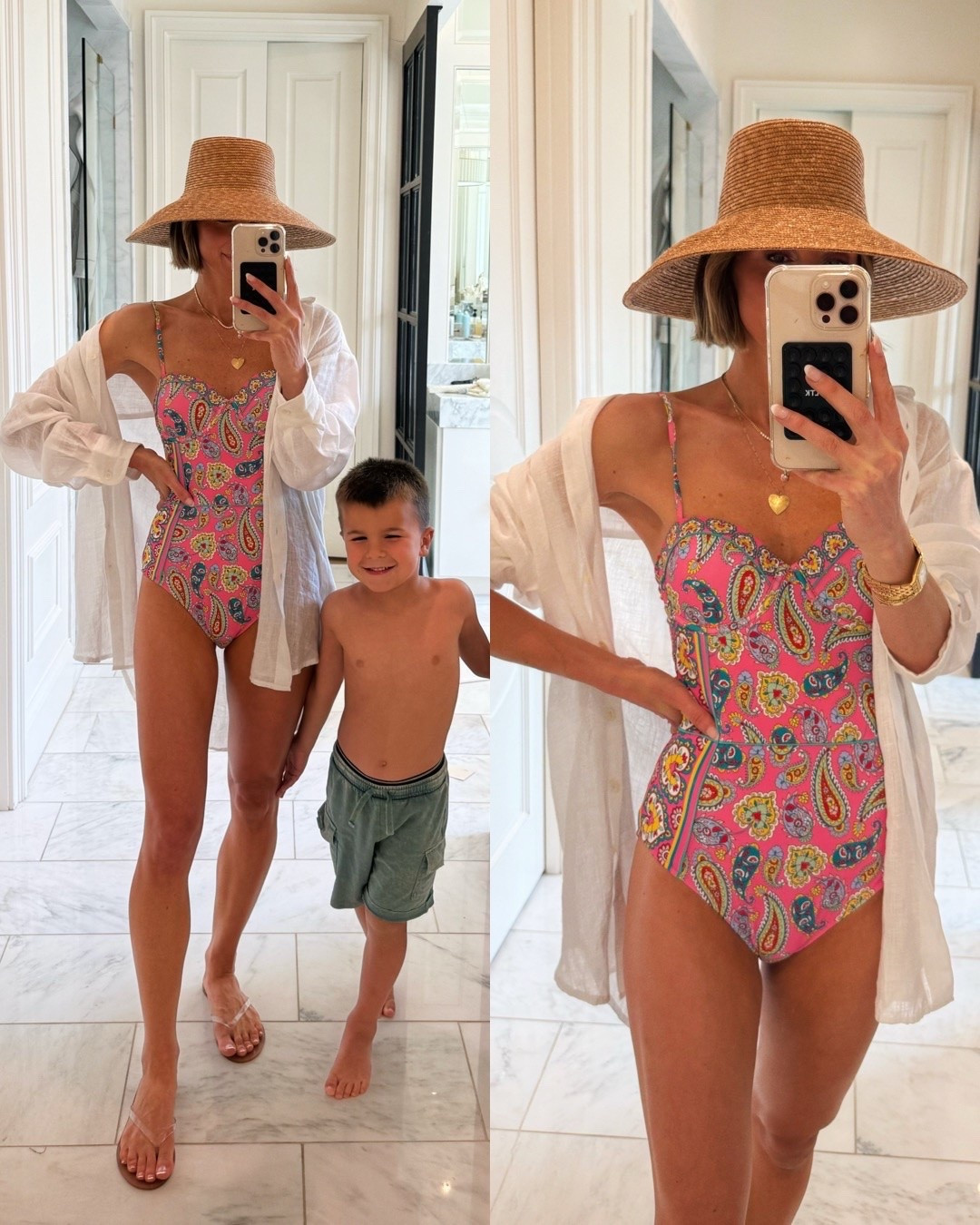 Flattering and cute swimsuit coverup that's mom friendly fits tts I'm wearing size 2