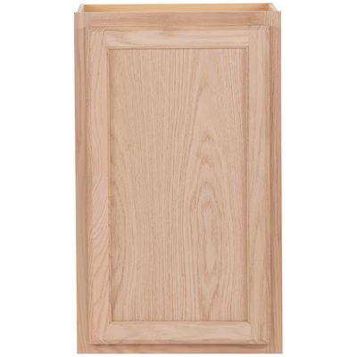 Project Source  18-in W x 30-in H x 12-in D Natural Oak Door Wall Fully Assembled Stock Cabinet ... | Lowe's