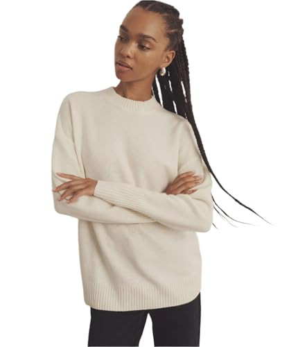 NAADAM Womens Luxe Cashmere Oversized Crewneck Sweater, White, XS | Amazon (US)