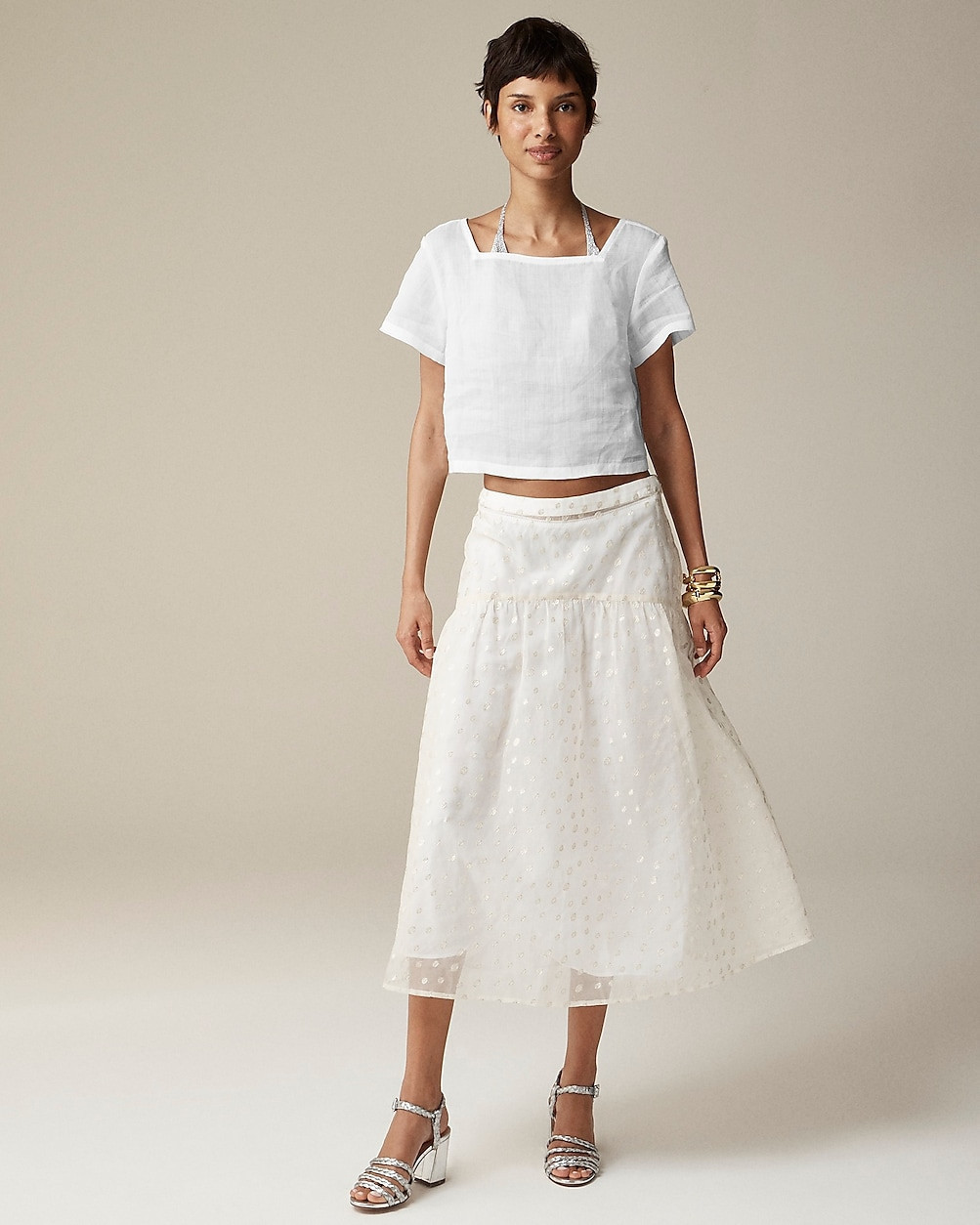 Maryam Nassir Zadeh X J.Crew drop-waist skirt in embroidered silk organza | J. Crew US