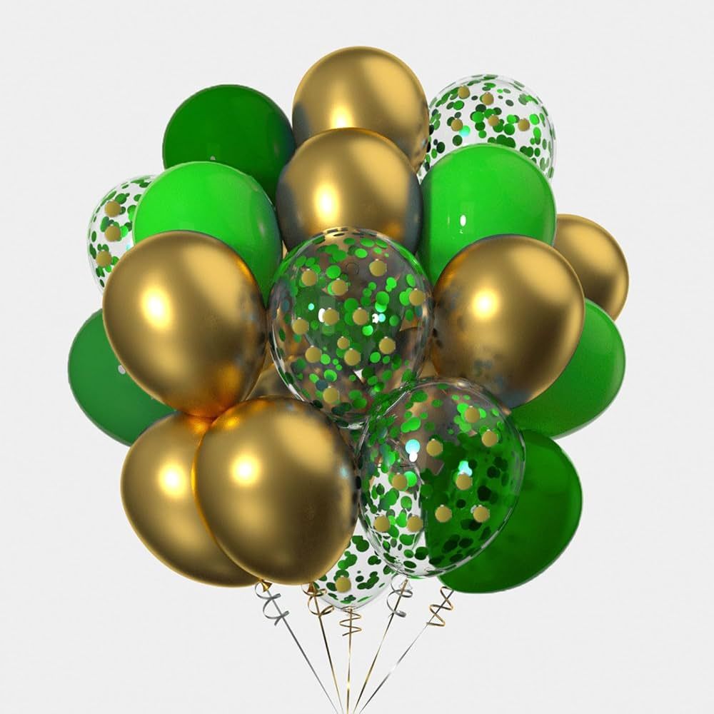 Green Gold Balloons,Dark Green Light Green and Gold balloons Confetti Latex Balloon for Party Dec... | Amazon (US)