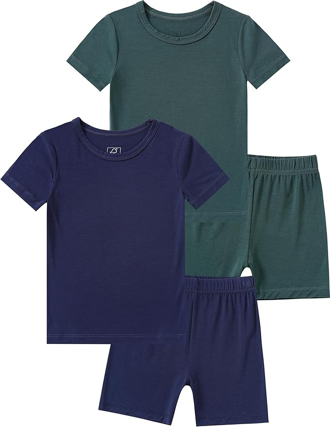 JunNeng Bamboo Viscose Toddler Pajamas,Baby Boy Girl Solid Snug Fit Short Sleeve Summer Sleepwear... | Amazon (US)