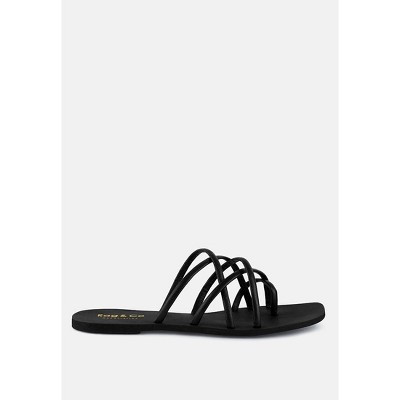 Sweetin Black Strappy Flat Slip On Sandals Women | Target