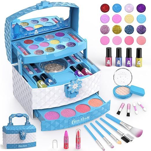 GirlsHome Kids Makeup Kit for Girl 35 Pcs Washable Toddler Makeup Kit, Girl Toys Real Cosmetic Ma... | Amazon (US)
