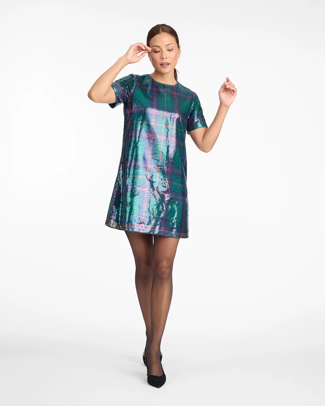 Fable Mini Dress in Plaid Sequins | Draper James (US)
