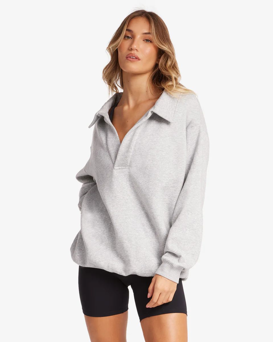 Oversized Collar Sweatshirt | Grey Marl | Crop Shop Boutique US