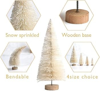 8 Pcs Artificial Mini Christmas Trees, Miniature Pine Trees Sisal Trees with Wood Base Tabletop C... | Amazon (US)