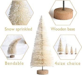 8 Pcs Artificial Mini Christmas Trees, Miniature Pine Trees Sisal Trees with Wood Base Tabletop C... | Amazon (US)