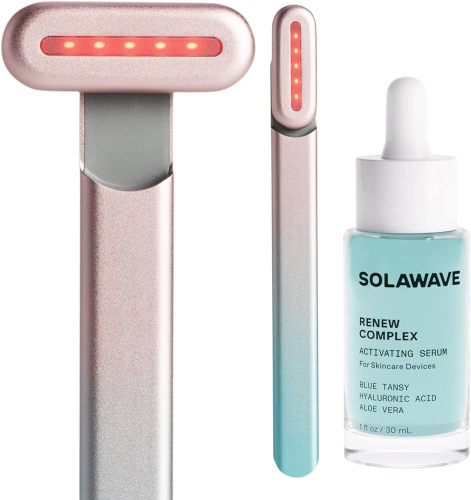 Solawave 4-in-1 Facial Wand and Renew Complex Serum Bundle | Red Light Therapy for Face and Neck ... | Amazon (US)