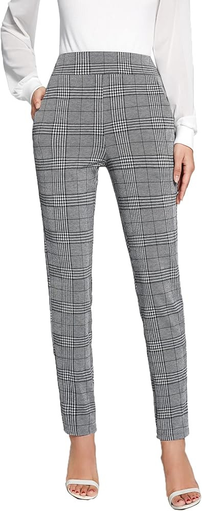 SweatyRocks Women's Casual Skinny Leggings Stretchy High Waisted Work Pants | Amazon (US)