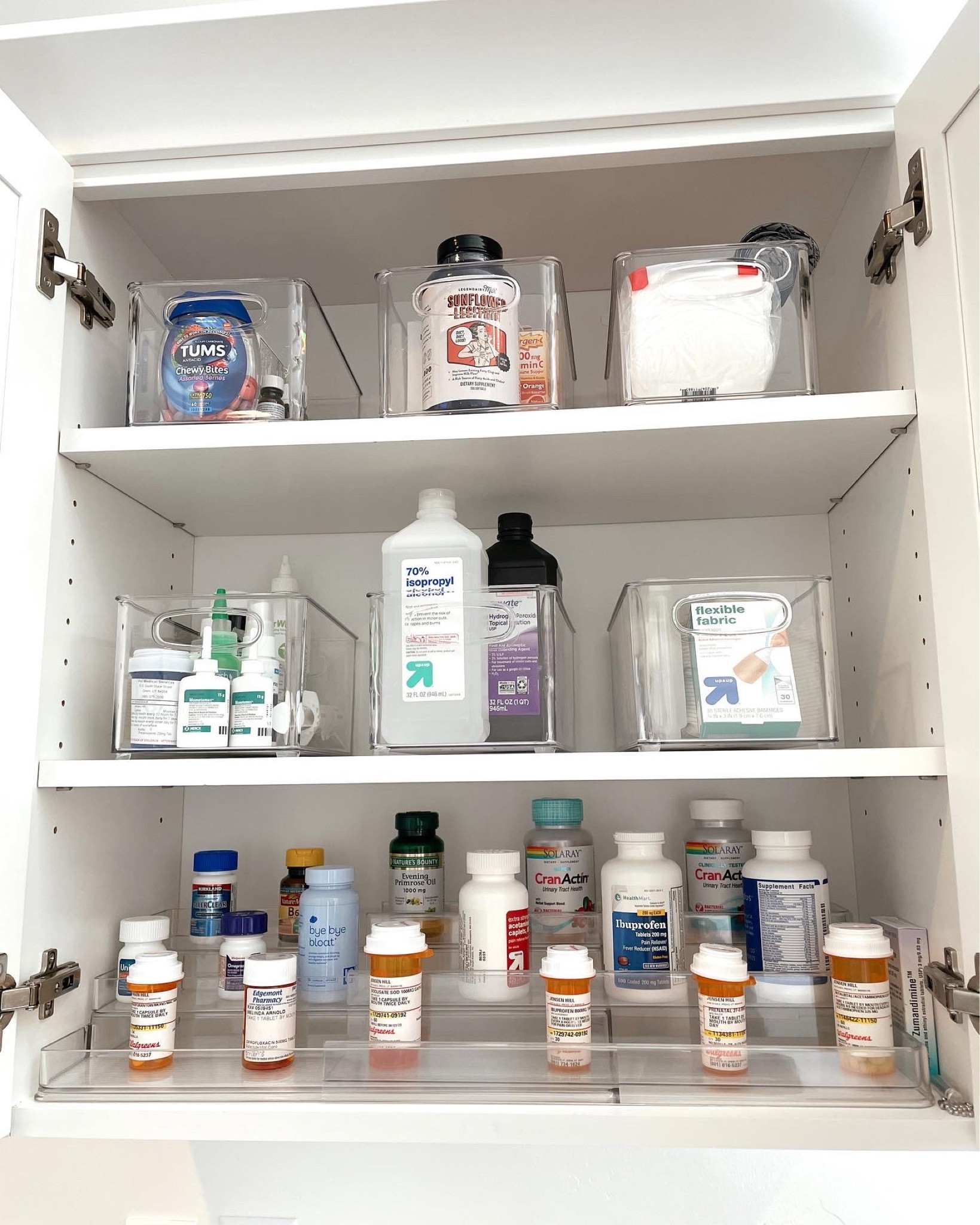 Wellness center products! They have different sizes to mix and match and these tall bins work great work the medium size bin to fit wellness drink packets!