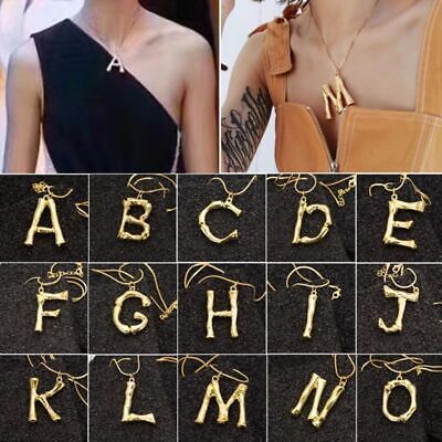 Initial A-Z Alphabet Necklace Gold Letter Big Womens Plated Chain Rock Pendant | eBay UK