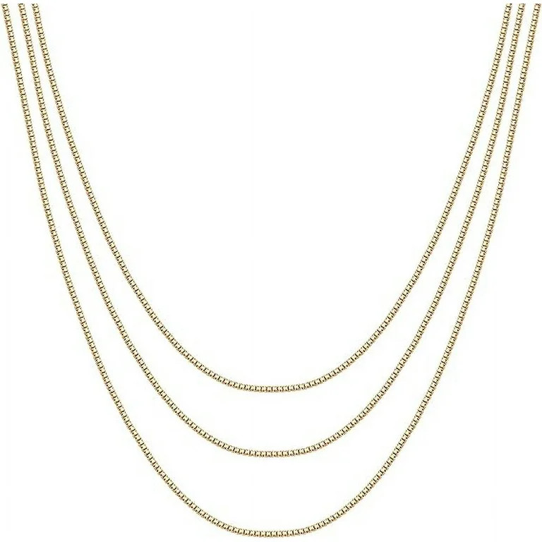 PAVOI Womens 14K Gold Plated Yellow Gold Triple Chain Necklace - Walmart.com | Walmart (US)