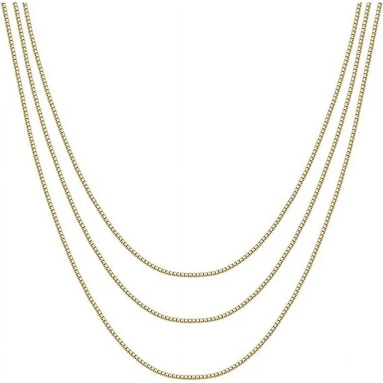 PAVOI Womens 14K Gold Plated Yellow Gold Triple Chain Necklace - Walmart.com | Walmart (US)