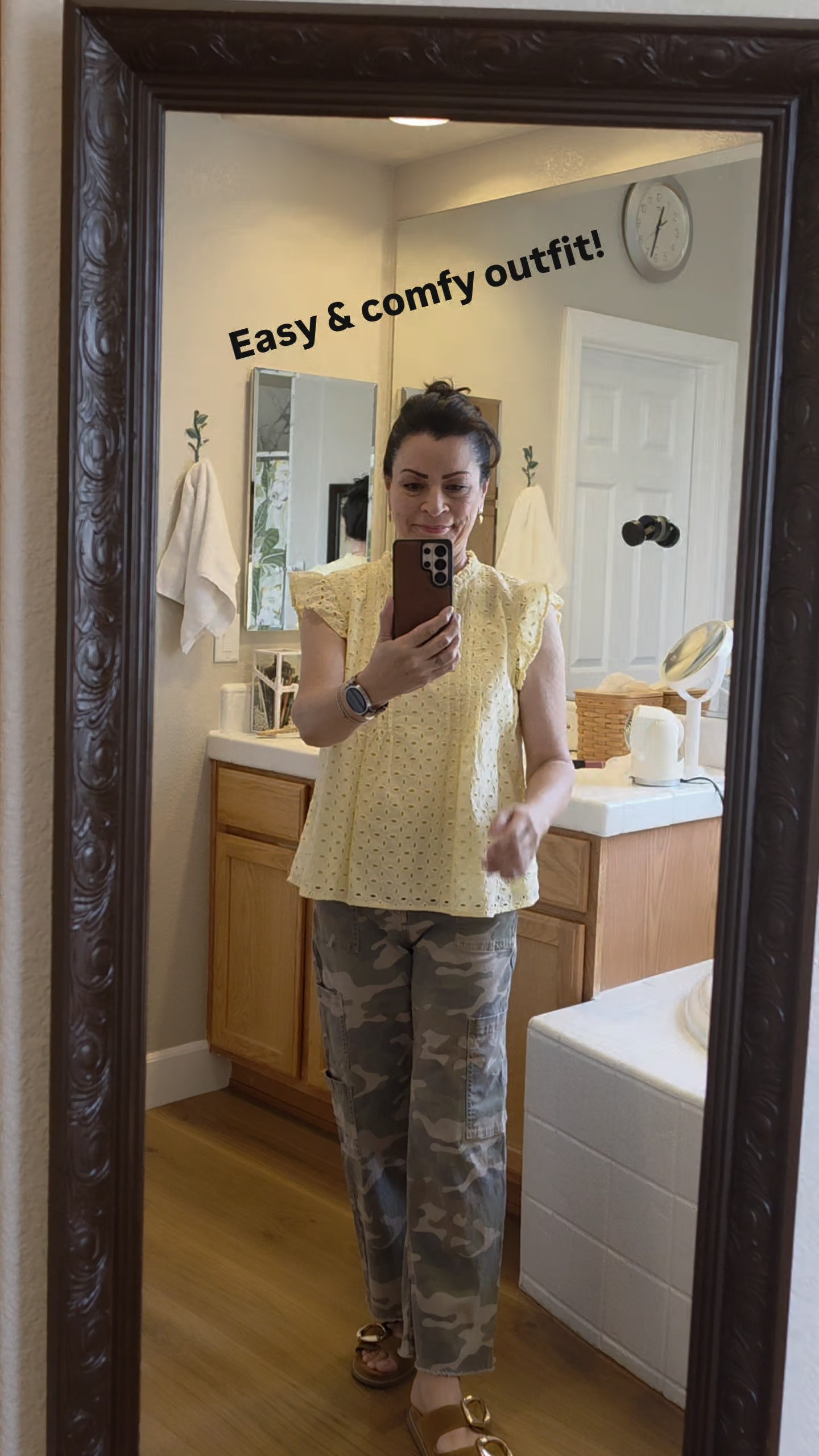 Serious comfort and chill was on todays agenda!Light buttery yellow with camo print is a great combo!#chilloutfit#dresscasualstyle#midlifefashion #over50fashion 

#LTKdayinmylife #LTKOver40 #LTKootd