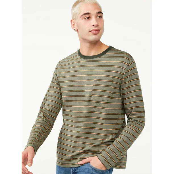 Free Assembly Men's Long Sleeve Pocket T-Shirt - Walmart.com | Walmart (US)