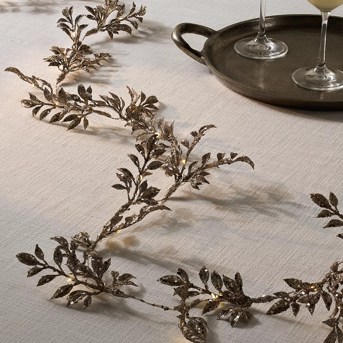 180cm Glitter Pre-Lit Garland | The White Company UK & ROW