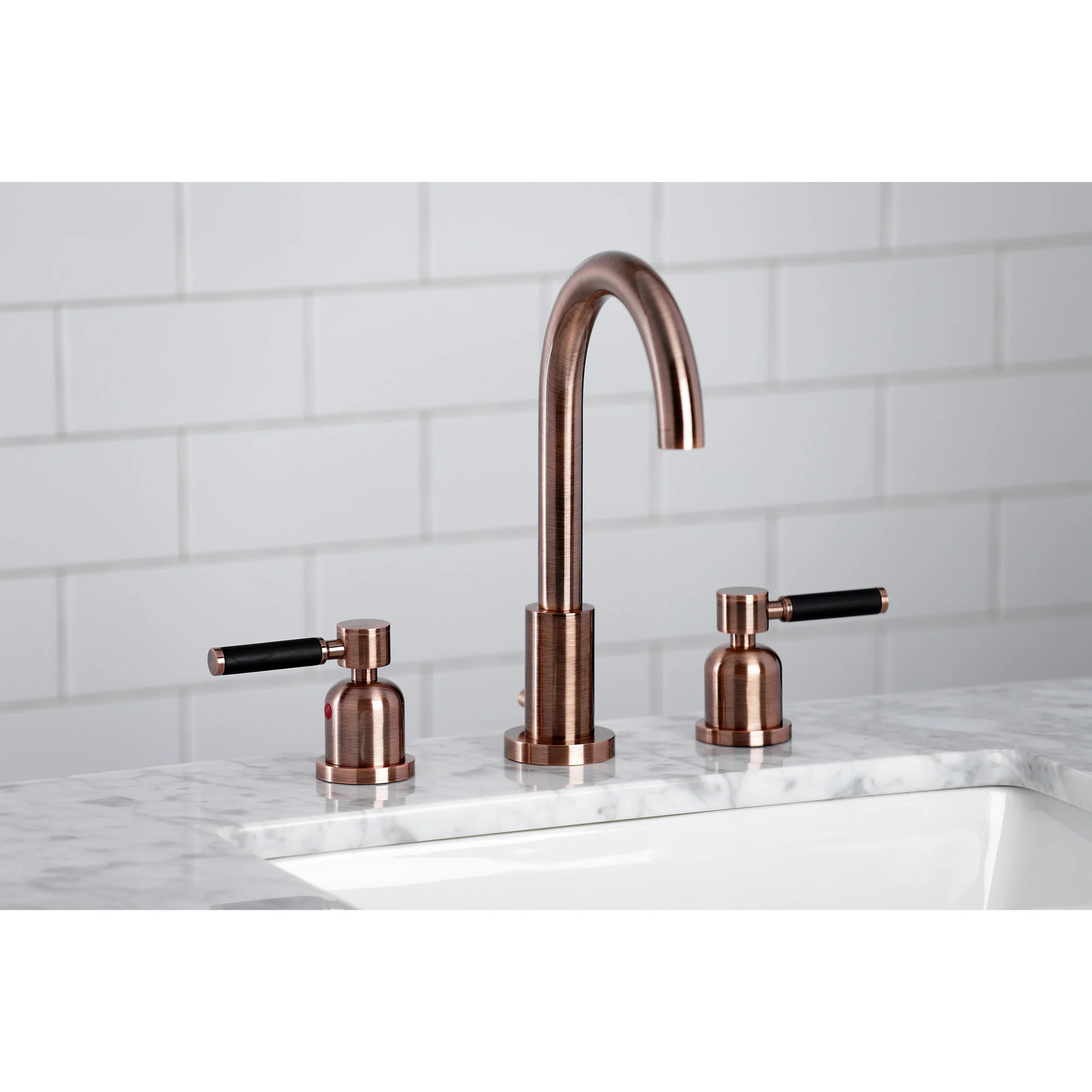 Kingston Brass Kaiser Antique copper Widespread 2-handle High-arc Residential Handle Bathroom Sink Faucet with Drain one_size | WLFSC892DKLAC | Lowe's