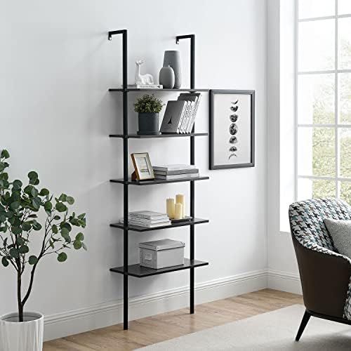 HMOREY 5-Tier Wood Modern Bookshelf, Open Wall Ladder Bookcase Plant Shelf Vintage Kitchen Shelve... | Amazon (US)
