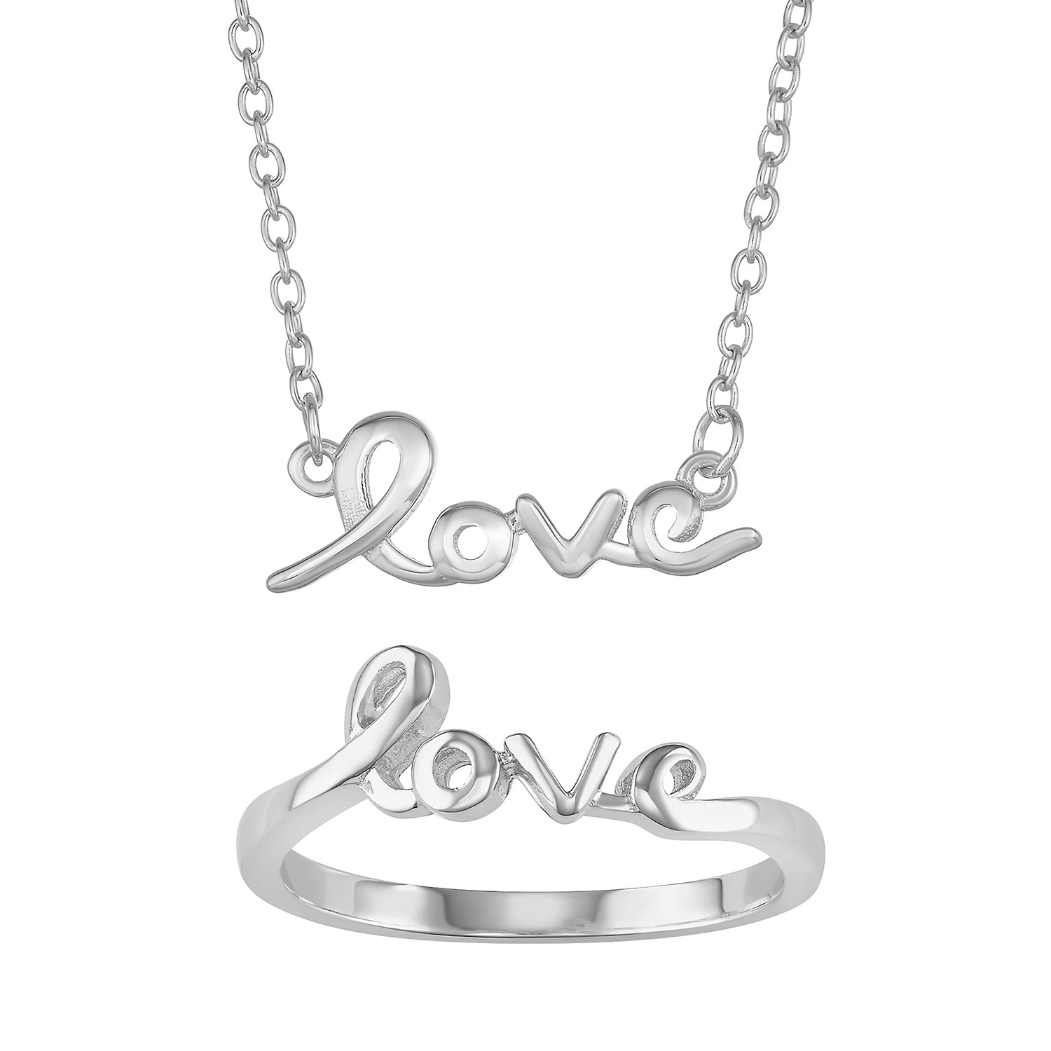 Necklace & Ring 2-piece "Love" Jewelry Set | Kohl's