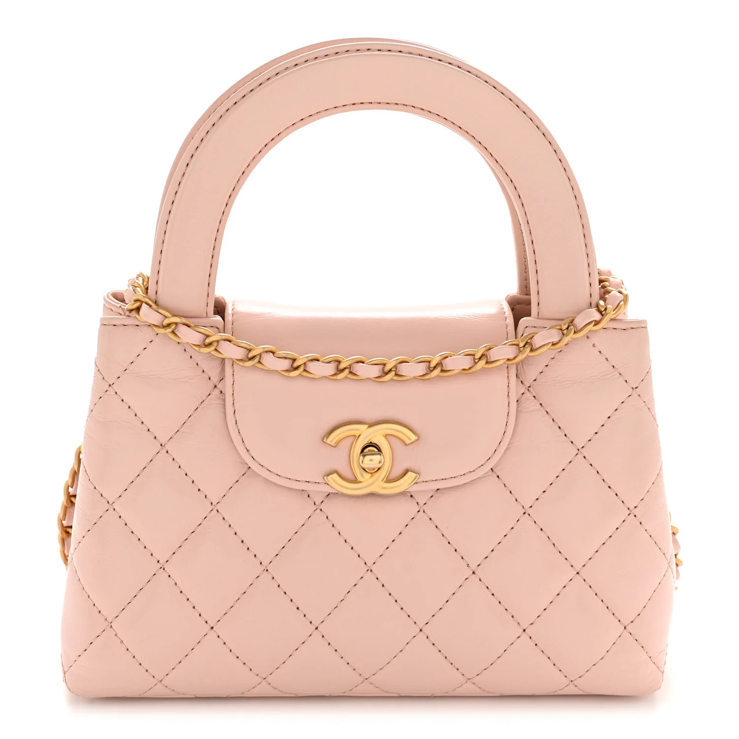 Shiny Aged Calfskin Quilted Nano Kelly Shopper Pink | FASHIONPHILE (US)