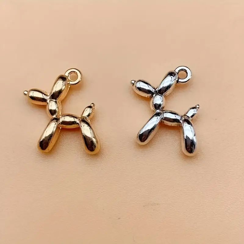 10pcs Charming Golden and Silvery Balloon Dog Pendant for DIY Jewelry Making | Temu Affiliate Program