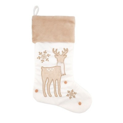 Saro Lifestyle Festive Whimsy Reindeer Stocking, 20", Off-White | Target