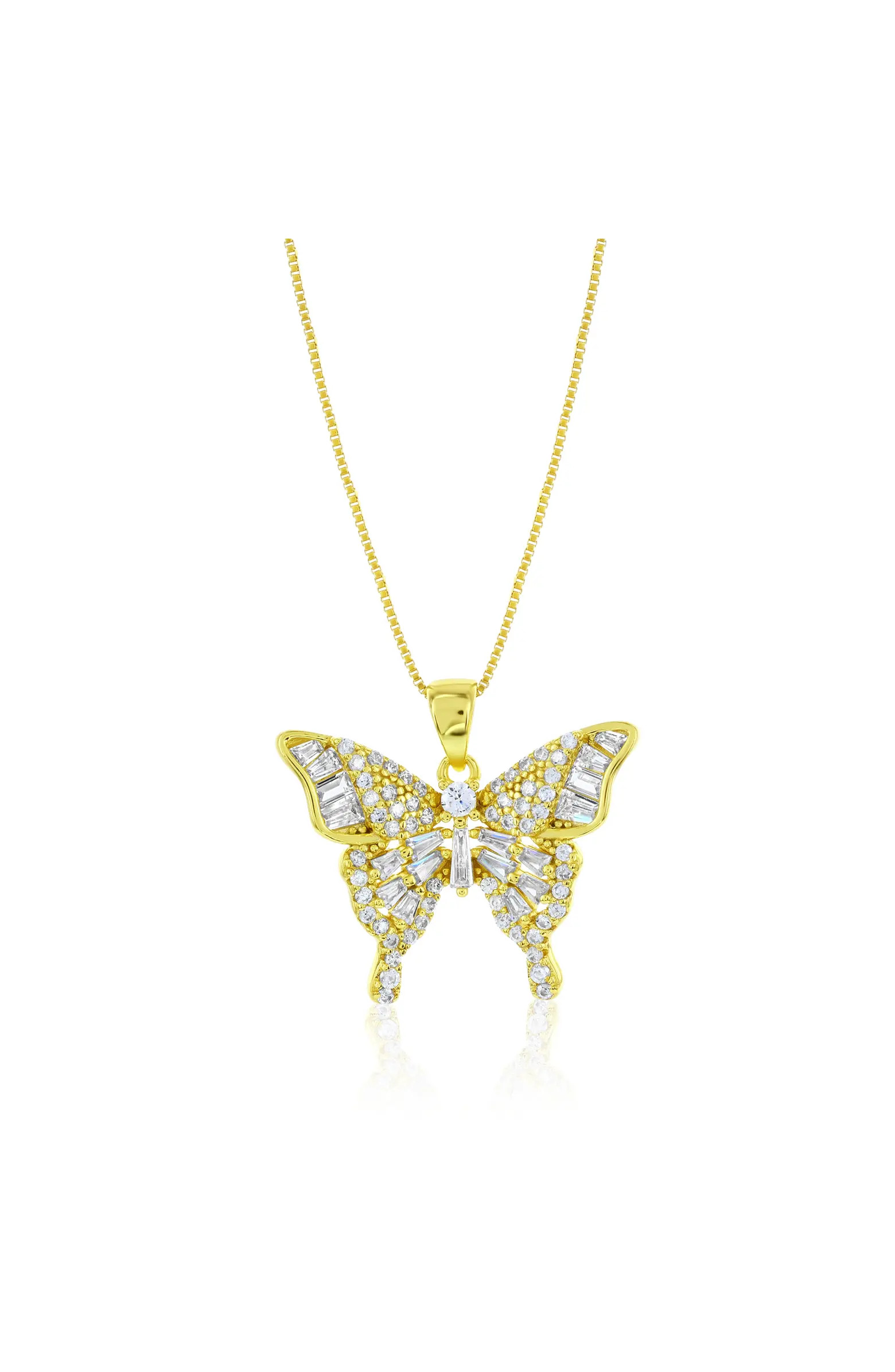 Gold-Flashed Crystal Butterfly Necklace | Nordstrom
