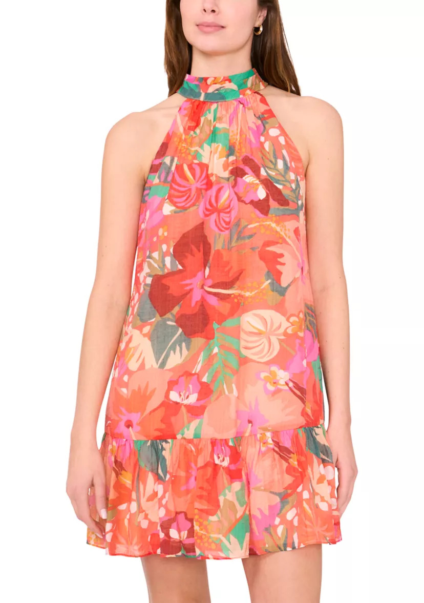Women's Sleeveless Halter Neck Floral Print A-Line Dress | Belk