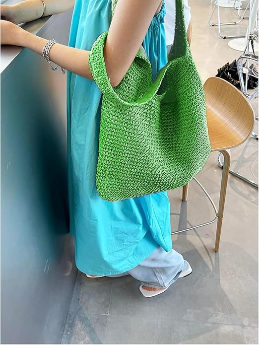 Tote Bag for Women Straw Beach Bag Bohemian Hand-woven Soft Shoulder Bag Summer Rattan Handbag fo... | Amazon (US)