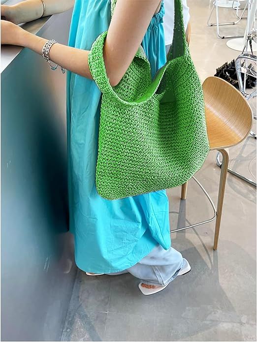 Tote Bag for Women Straw Beach Bag Bohemian Hand-woven Soft Shoulder Bag Summer Rattan Handbag fo... | Amazon (US)