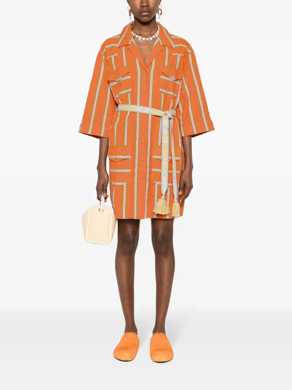 ALEMAIS Gina stripe-pattern Cotton Shirt Dress  - Farfetch | Farfetch Global