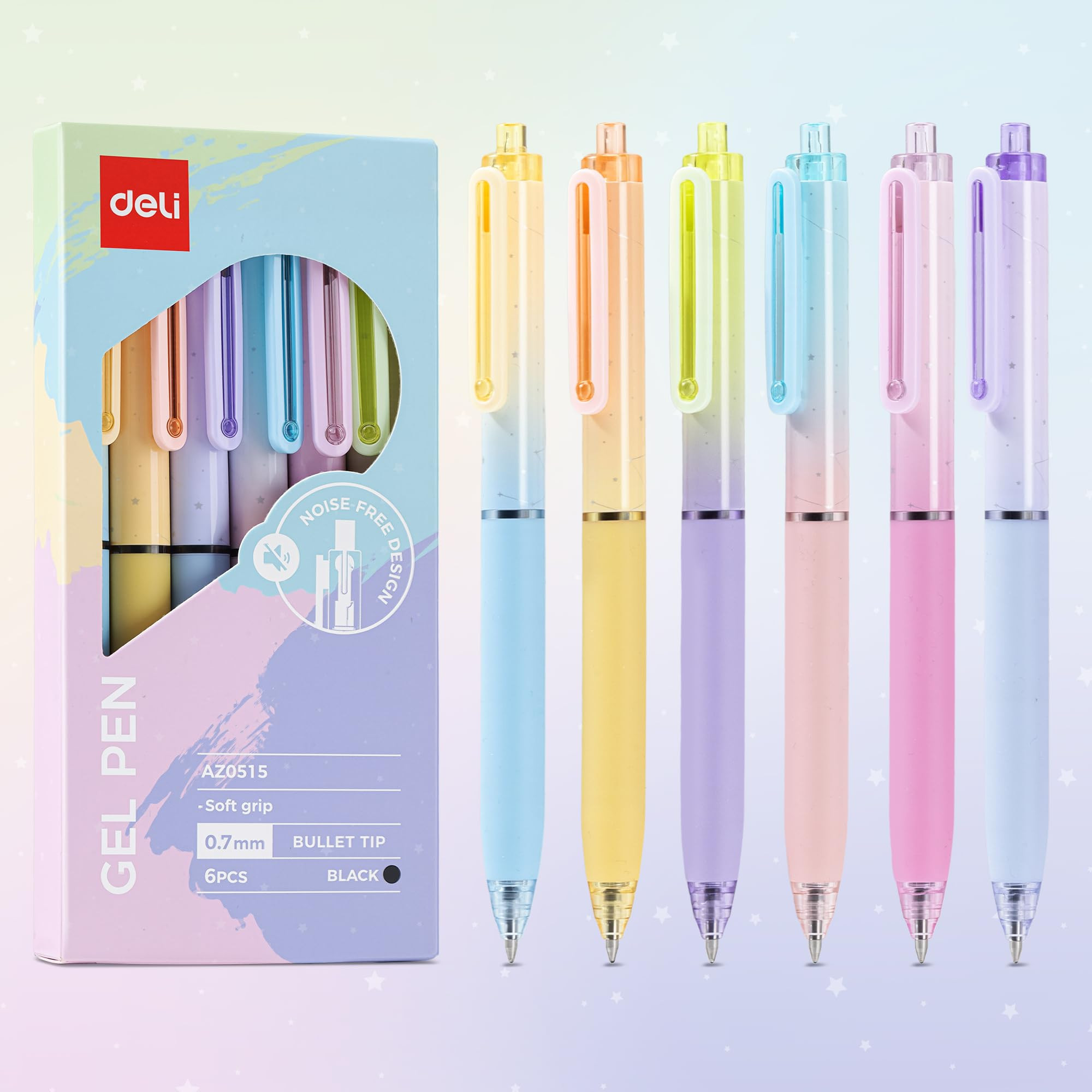 deli Gel Pens, 6 Pcs Retractable Pens Black Ink, 0.7mm Medium Point Pen,Silent Click, Smooth Writ... | Amazon (US)