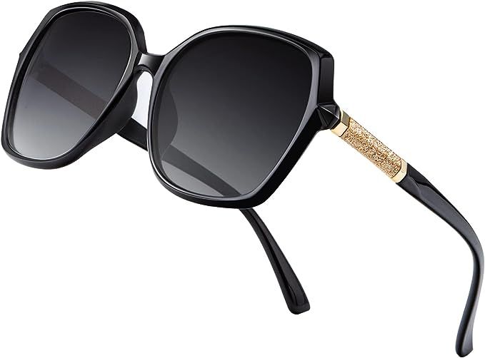 Classic Polarized Sunglasses for Women Trendy Square Ladies Sun Glasses Shades Sparkling Shiny Fr... | Amazon (US)